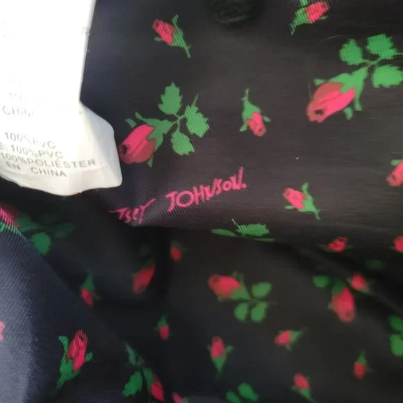 Betsey Johnson Large Double Zip Make Up Cosmetic Bag Pink Floral Red Roses - Picture 10 of 12